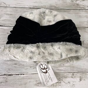 HAT WINTER BLACK VELVET FAUX FUR S M